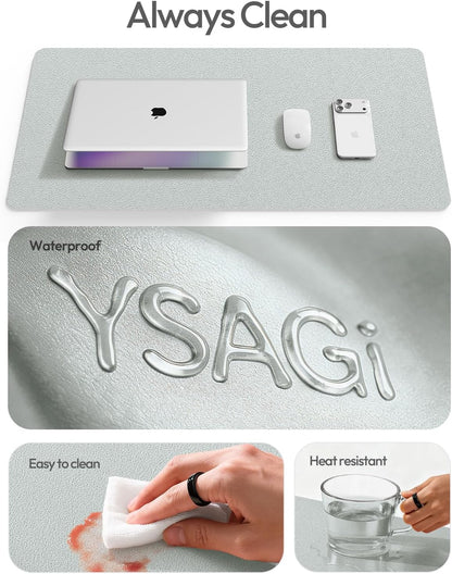 YSAGi Leather Office Desk Pad Protector, Large Mouse Pad, Non-Slip, PU Leather, Laptop Desk Blotter, Waterproof Writing Pad for Office and Home, Black, 23.6" x 13.8" - Colors A