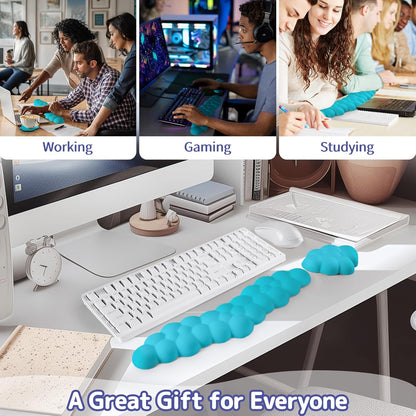 Sushret Cloud Wrist Rest for Keyboard and Mouse, Memory Foam PU Leather Keyboard Wrist Rest with Ergonomic Support, Non-Slip Base, Cute Arm Rest Pad & Palm Cushion, Office Desk Accessory, Purple