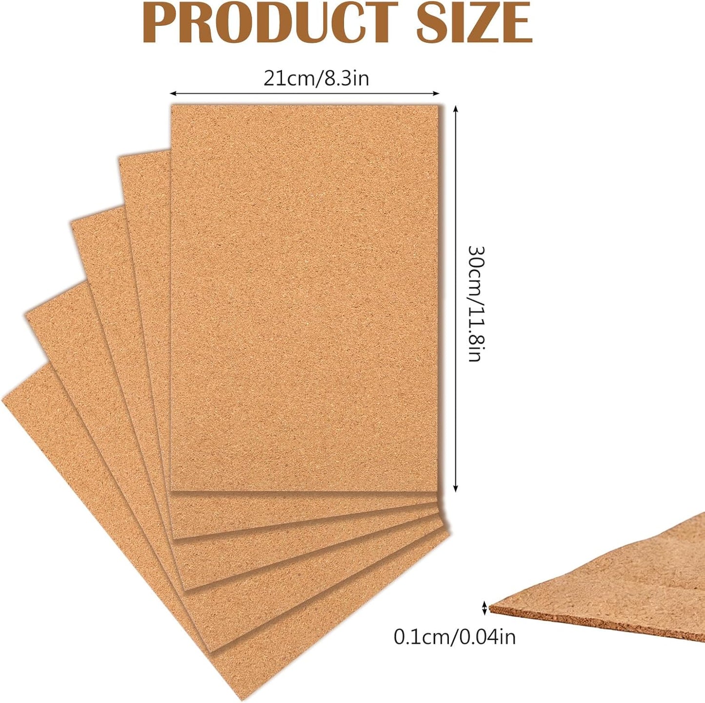5 Packs Cork Board Tiles, Cork Bulletin Board Tiles for Walls Self-Adhesive Corkboards 12x8.3 Inches Bulletin Boards Squares for Home Office School Decor 1mm/0.04 Inches Thickness