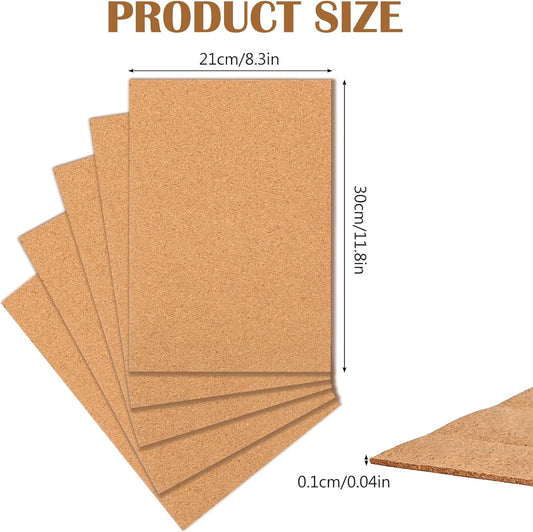 5 Packs Cork Board Tiles, Cork Bulletin Board Tiles for Walls Self-Adhesive Corkboards 12x8.3 Inches Bulletin Boards Squares for Home Office School Decor 1mm/0.04 Inches Thickness