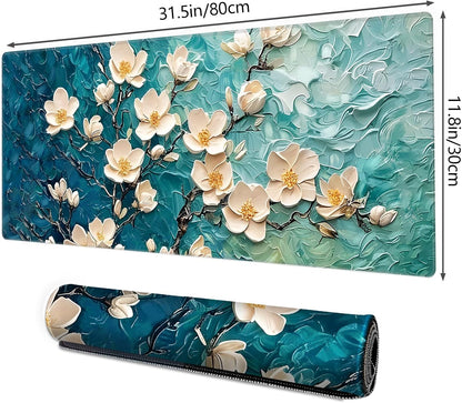 Galdas Mouse Pad For Gaming,Forest Background Pattern XXL XL Large Mouse Mat Long Extended MousePad Desk Mat Non-Slip Rubber Mice Pads Stitched Edges Thin (31.5 x 11.8 x 0.12 Inches) Tree