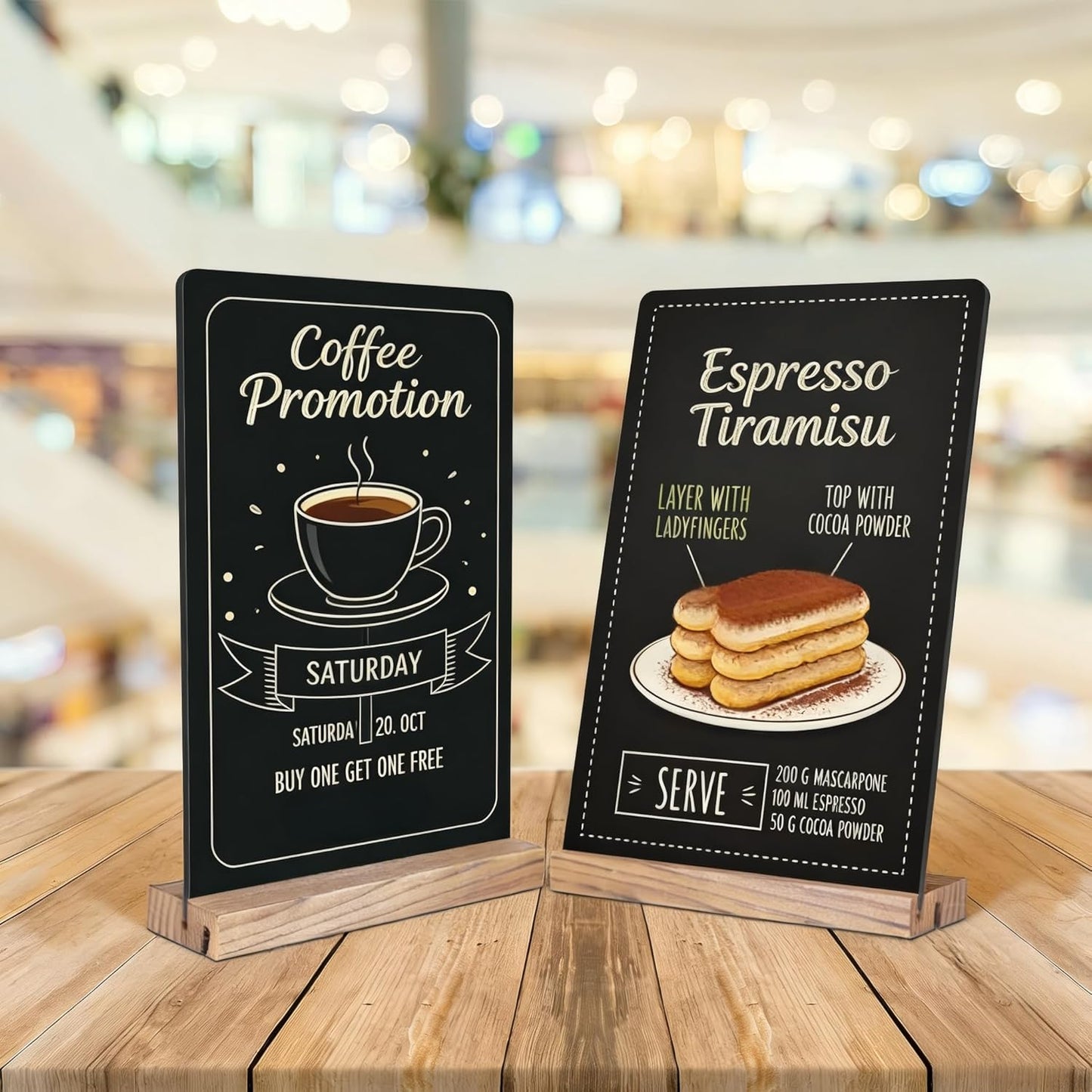 7.9x5.1 Desktop Chalkboard Sign with Wood Base, Message Board Menu Board Chalkboard for Shop Wedding Kitchen Home Party (3 Pack 7.9x5.1)
