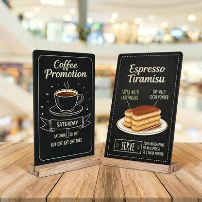 7.9x5.1 Desktop Chalkboard Sign with Wood Base, Message Board Menu Board Chalkboard for Shop Wedding Kitchen Home Party (3 Pack 7.9x5.1)