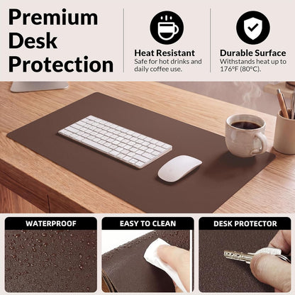 AFIING Large Desk Mat 47" x 17", Dual-Sided Natural Cork & PU Leather Desk Pad, Non-Slip Waterproof Mouse Pad for Office, Home & Gaming, Black