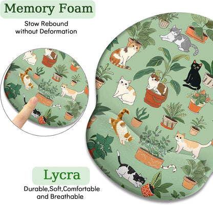 LIMKRIAN Cat Ergonomic Mouse Pad with Wrist Rest, Gaming Mouse Pad with Wrist Support, Funny Mouse Pads for Desk, Computer Mousepad with Non-Slip Pain Relief PU Base, Cute Office Desk Accessories