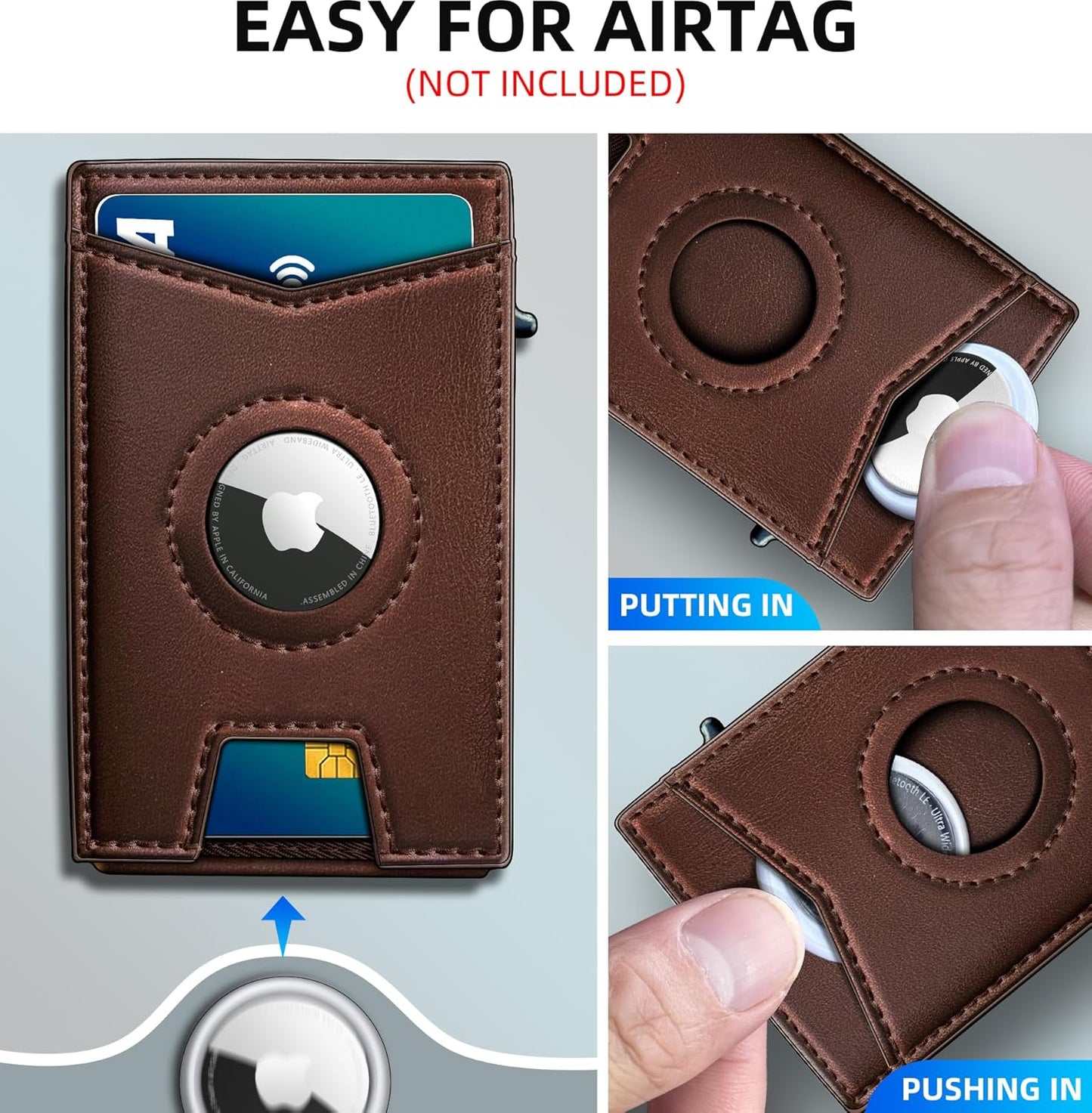 miyozi Airtag Wallet for Men Money Clip 9-Card Pop-Up Credit Card Holder with ID Window RFID Blocking Metal Case Magnetic Closure Front Pocket Wallet Gift Box | with Money Clip