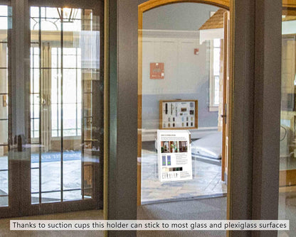 Marketing Holders 6 Pack Suction Cup Brochure Holder Holds 6 Inch Wide Literature Window or Glass Wall Mount Display Indoor Graphic Images Amenity Flyers or Reference Sheet Racks