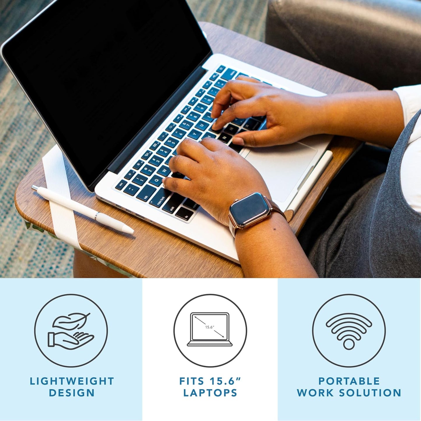 LAPGEAR Designer Lap Desk with Phone Holder and Device Ledge - Arrow Stripes - Fits up to 15.6 Inch Laptops - Style No. 45411