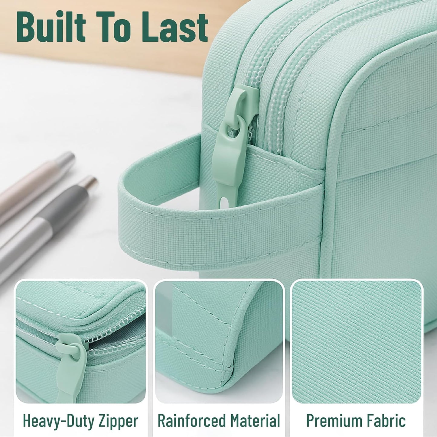 Mr. Pen- High Capacity Pencil Case, Large Pencil Pouch with 3 Compartments and 2 Pockets, Large Pencil Bag with Smooth Zipper, Cute Pencil Case Pouch Organizer, School Supplies for Teens