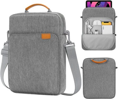 MoKo 13 Inch Tablet Sleeve Bag, Fits with 13 Inch New iPad Pro M5 & Air M4/M3, iPad Pro 12.9 M2&M1,Surface Laptop Go 12.4,Galaxy Tab S8+/S9+ 12.4,Handle Carrying Case with Shoulder Strap,Black &Gray