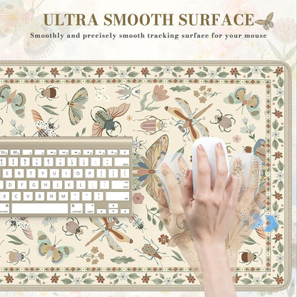 iCasso Desk Cover Mat, Office Mouse Pad, Desk Protector Mat, Extra Large Matt for Desktop,Anti-Slip XXL Big Mousepad with Stitched Edges for Computer Keyboard Retro Black - Colors A