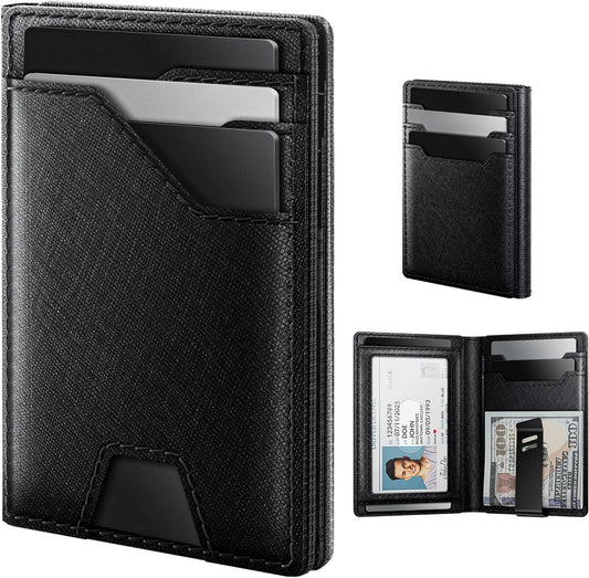 typecase Leather Wallet for Men Card Holder: Premium Genuine Leather, RFID Blocking, Slim, Minimalist, Front Pocket - 15 Cards Capacity | ID Window | Money Clip (Brown)