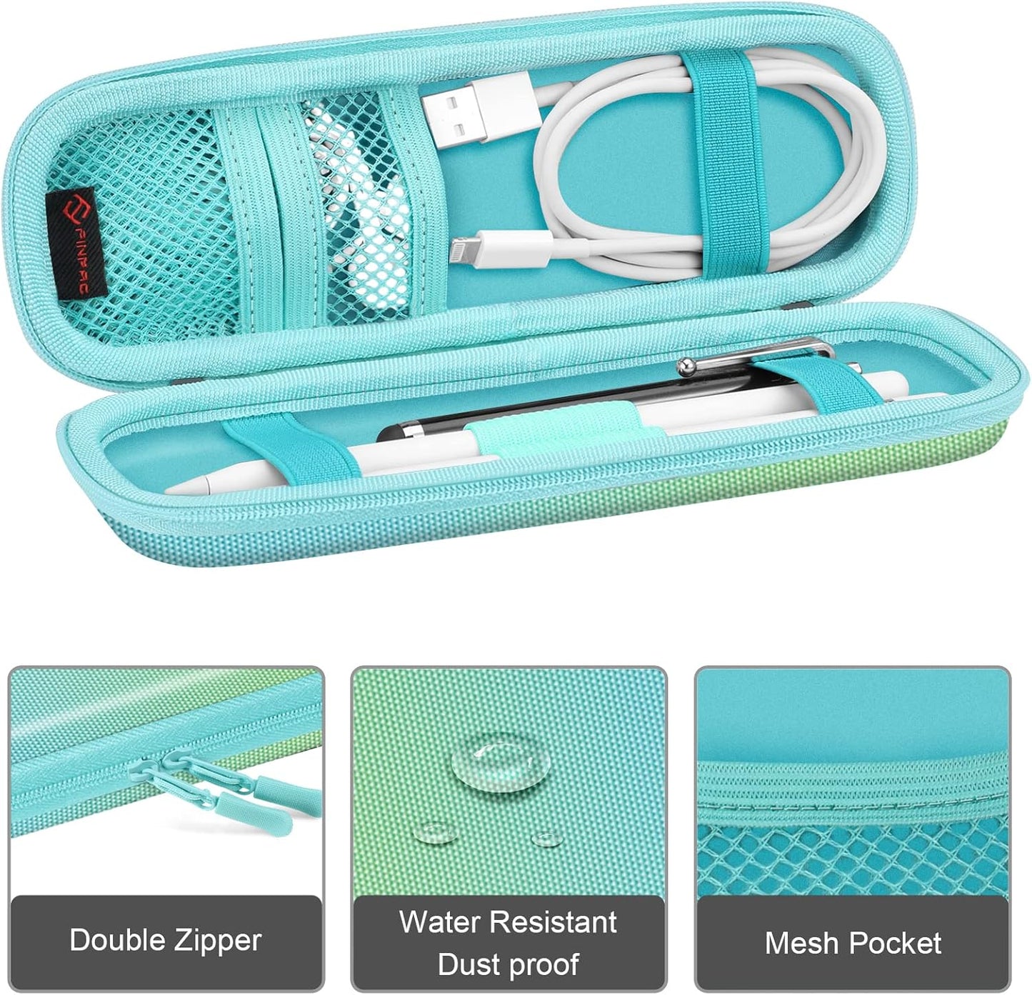Fintie Holder Case for Apple Pencil Pro, Apple Pencil (USB-C / 1st / 2nd Generation), PU Leather Carrying Bag Sleeve Compatible with Pen, USB Cable, Samsung Stylus, Lilac Marble