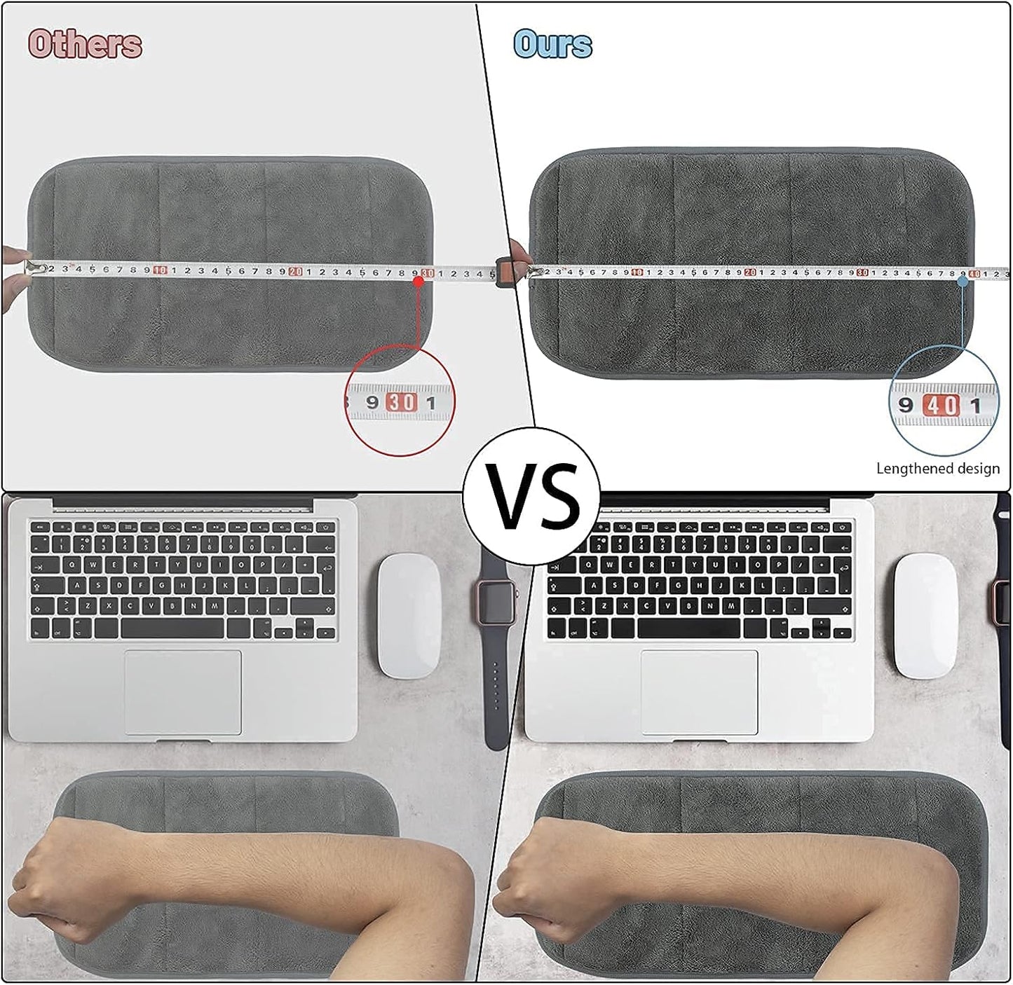 2Pcs Upgrade Computer Wrist Elbow Pad, Portable Memory Foam Arm Wrist Rest Pillow, Soft Wrist Support Mat for Keyboard Desktop Office Gaming - Alleviate Elbow Pain (Moderate Size, 7.8 x 15.7 inch)