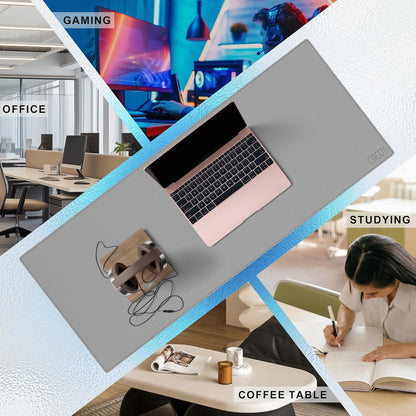 Cacoy 36" x 20" Leather Desk Mat for Home Office, Extra Large PU Leather Desk Pad Blotters, Waterproof Computer Keyboard Mat, Extended Gaming Mouse Pad, Desk Protector for Desktop and PC Laptop, Black
