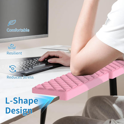 MEKASS L-Shaped Desk Wrist Rest Elbow, Forearm & Wrist Comfort Support for Table or Desk Edge, Non-Slip, Memory Foam Padding 2-Piece Set (Oval Black
