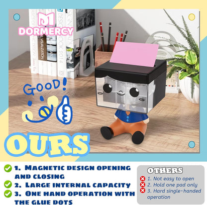 Pop-up Notes Dispenser for Desk, Idea Boy Sticky Note Holder for Office School, Cute Office Supplies, 3x3 in, Magnetic Design, White, 1 Pack