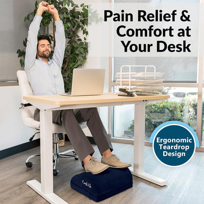 ComfiLife Foot Rest for Under Desk at Work – Adjustable Height Memory Foam Foot Stool for Under Desk, Office Chair & Gaming Chair – Ergonomic Footrest for Back & Hip Pain Relief (Black)