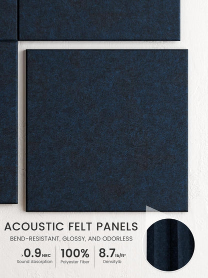 Bumusty Large Cork Board Alternative-48 x 36" Felt Bulletin Board Tiles, with 30 Pushpins, 70 Adhesive Tabs, Bold-Stripe 12-Pack, Cork Boards for Office Push Pin Board Felt Board-Carbon Blue