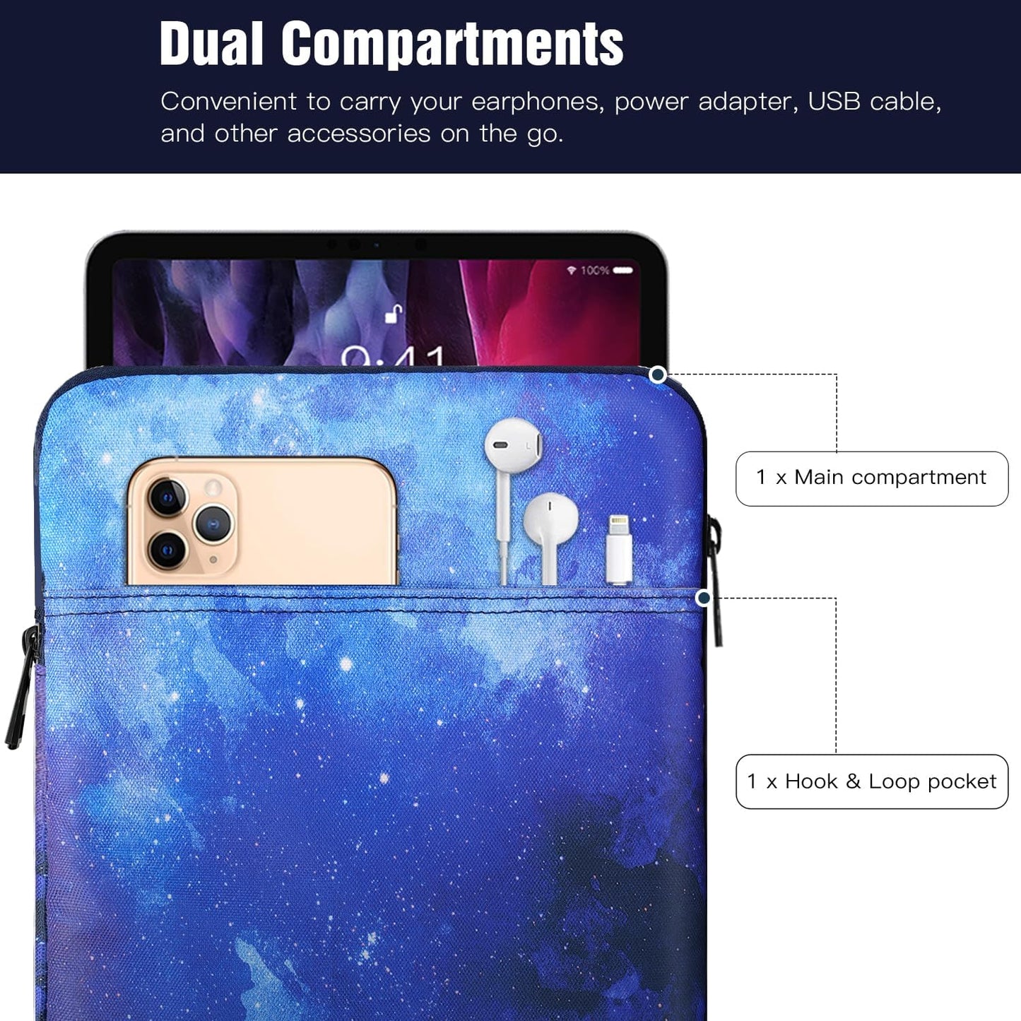 TiMOVO 9-11" Tablet Sleeve Bag for iPad 11-inch A16 2025, iPad 10.9"/10.2"| Air 11 Inch/5th/4th Gen. 10.9", Galaxy Tab A9+/A11Plus 11", Protective Bag Fit Smart Keyboard, Dusty Blue