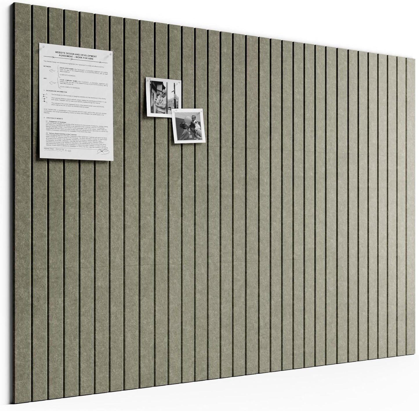 Bumusty Large Cork Board Alternative-48 x 36" Felt Bulletin Board Tiles, with 30 Pushpins, 70 Adhesive Tabs, Fine-Stripe 12-Pack, Cork Boards for Office Push Pin Board Felt Board-Oatmeal