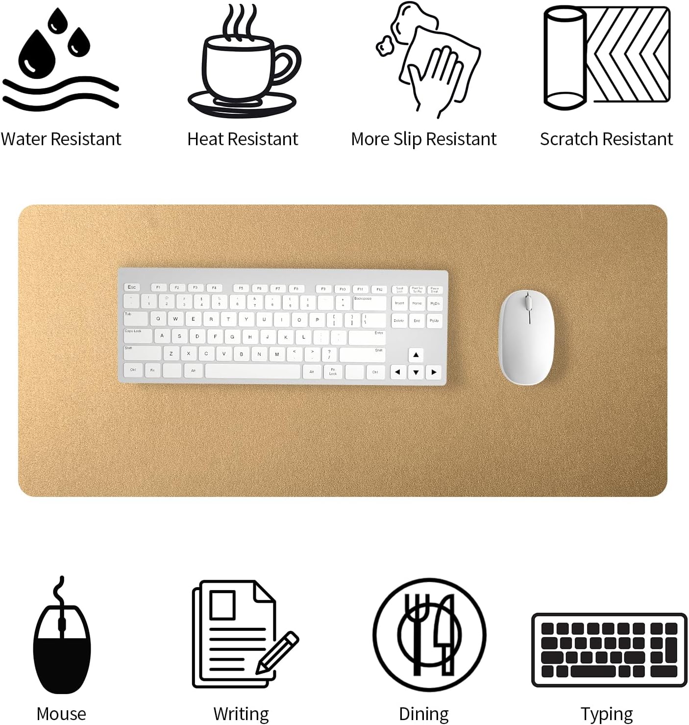Bloss Leather Desk Pad and Keyboard Wrist Rest, Large Mouse Pad + Keyboard Pad+Mouse Wrist Support, Non-Slip Desk Mat Protector for Office, Home(31.5×15.7 Inches,Beige) - Colors B