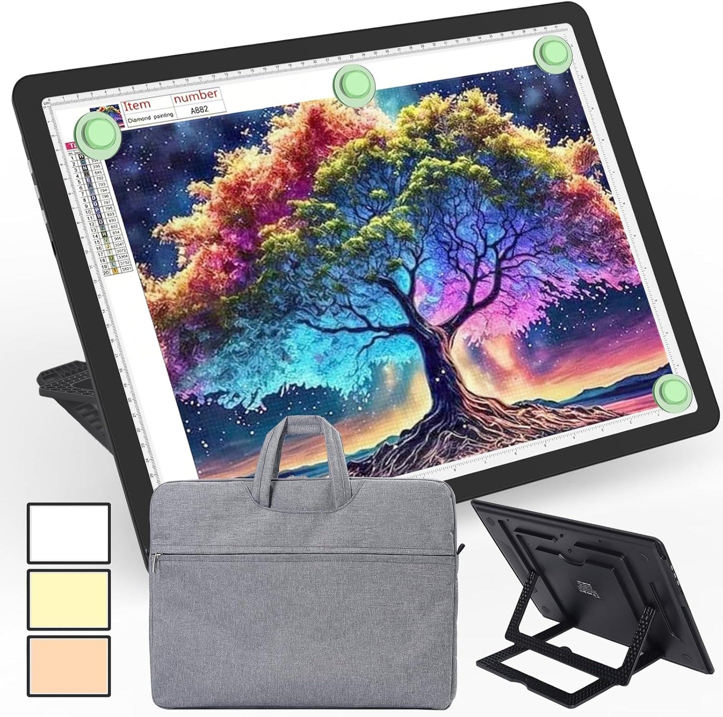 Phylosal Rechargeable A4 LED Light Pad with Built-in Stand, Magnetic Tracing Light Box for Drawing, Diamond Art Light Board with Side Button, Super Bright Light Table for Diamond Painting, Sketching