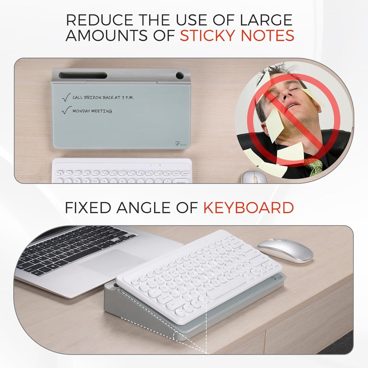 TOWON Small Compact Glass Desktop Whiteboard with Storage – 12 x 7 in Dry Erase Board for Desk, Home Office, School | Includes 5 Markers, Eraser & Holder | Space-Saving Organizer, Aesthetic Rose Gold