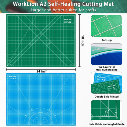 Worklion Self Healing Cutting Mat for Craft-Thickened 18inch x 12inch fabric sewing mat for quilting,rotary cutting, nonslip