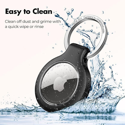 UNBREAKcable AirTag Holder for Apple - 4 Pack Air Tag Case [Fit Tightly Design] [Easy to Install] [Hold Securely] Waterproof TPU Protective Cover with Metal Keychain for Kids,Pet,Luggage,Backpack,Keys