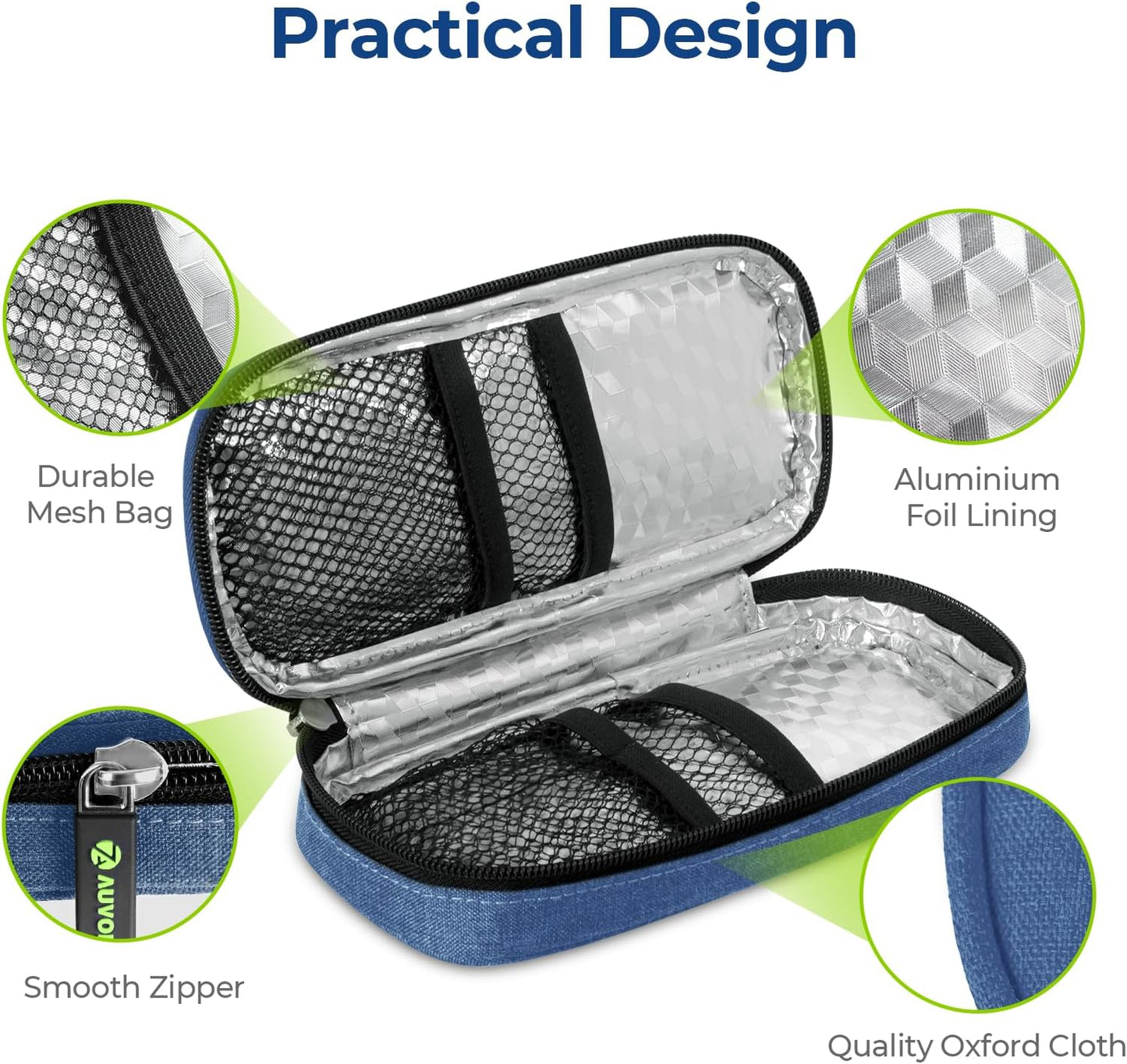 AUVON Insulin Cooler Travel Case with 2 x 90g TSA Approved Ice Packs, Diabetic Medication Insulated Cooling Bag for Insulin Pens and Diabetic Supplies Storage, Compact for Daily Life and Trips