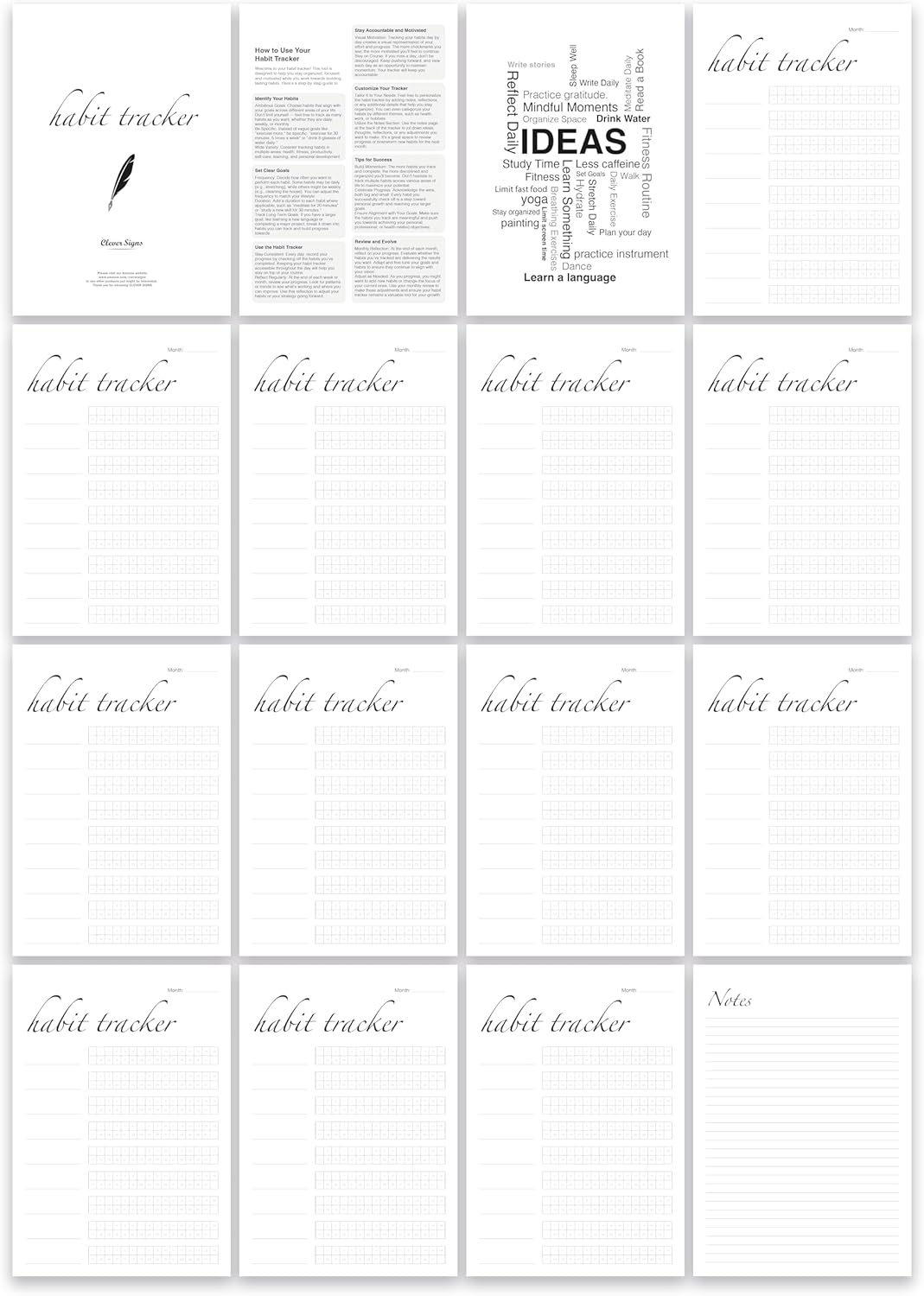 Habit Tracker Calendar (Undated 12 Month) with Silver Spiral Bound and Hanger, 7"x10" Habit Planner, Daily Weekly and Monthly Habit Tracker Journal, Habit Calendar, Colorful Layout.
