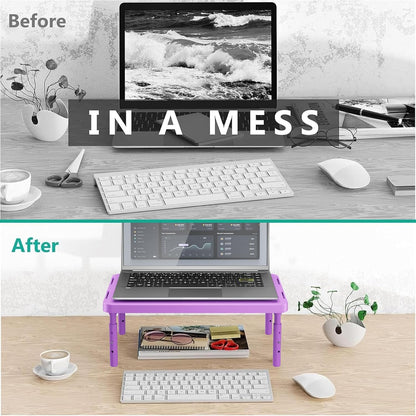 WALI Monitor Stand Riser with Drawer and 2 Pen Holders, Desk Organizers and Accessories for Computer, Printer, Laptop Stand for Home Office Supplies, (PTT004-B), 1 Pack, Black