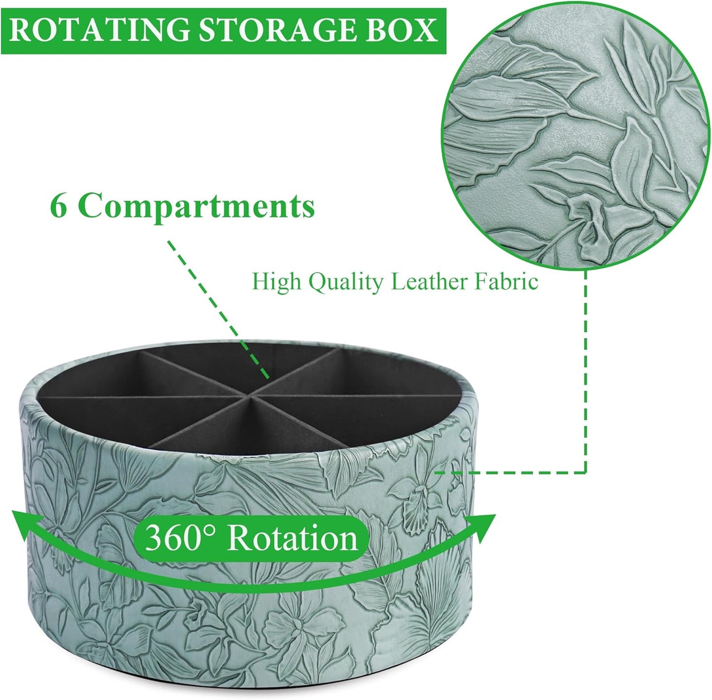 Round Leather Art Supply Organizer,Remote Control Holder,360 Degree Rotating,Multi-Functional Pencil Holder,4 Compartments Desktop Stationary Organizer(1-Fractal Flower) | Round - Colors B