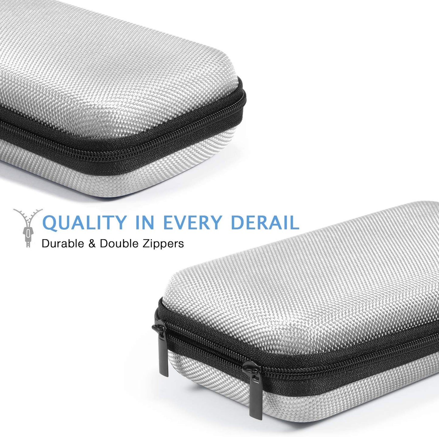 Portable Protection Hard EVA Case for External Battery, Cell Phone, GPS, Hard Drive, USB/Charging Cable, Small Carrying Bag Mesh Inner Pocket, Zipper Enclosure, Universal Travel Pouch Bag