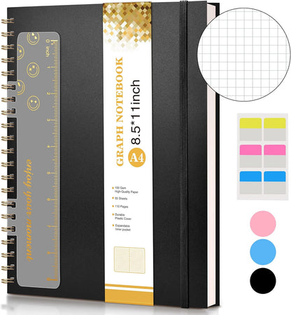 Dotted Notebook, Spiral Notebook Journal 8.5” x 11”, A4 Large Dot Grid Notebooks for Women Men, 100 GSM Dotted Paper, Plastic Hardcover Spiral Bullet Journals for Work School Sketching, Green