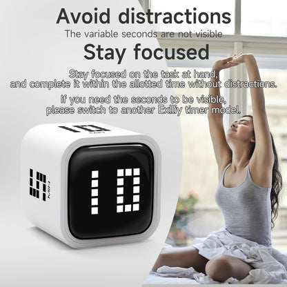 Rotating Productivity Timer 5, 25, 10, 50 Minutes Preset, Desk Cube w/Gravity Sensor for ADHD, Mute Functions, Ideal for Work, Study, Kitchen, Back to School (1, Wood Grain Finish)
