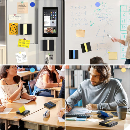 Sticky Note Dispenser, Magnetic Sticky Note Holder for Post It Notes, 3 x 3 Inch Sticky Note Organizer for Office Home Classroom, Black