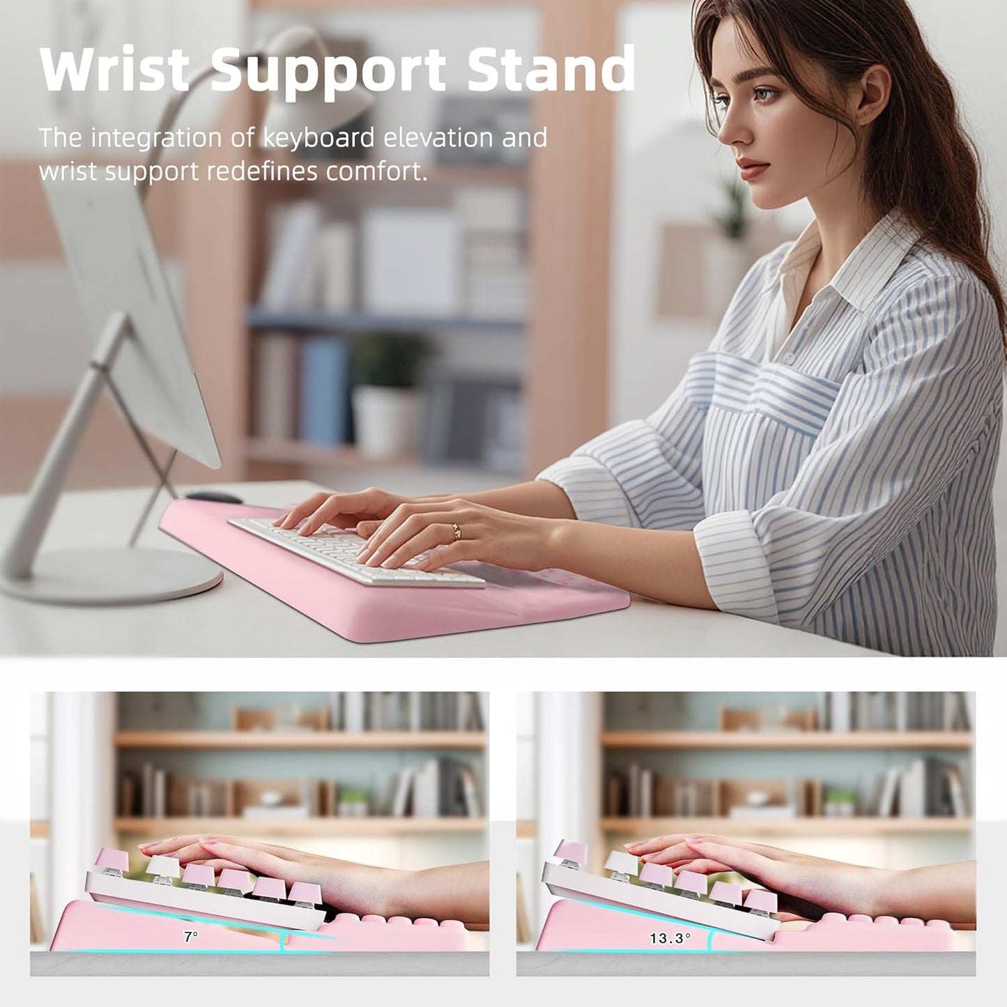 Ospelelf Tilt Keyboard Stand with Wrist Rest, Comfy Ergonomic Keyboard Riser Holder for Office Home