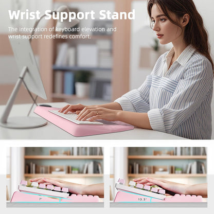 Ospelelf Tilt Keyboard Stand with Wrist Rest, Comfy Ergonomic Keyboard Riser Holder for Office Home