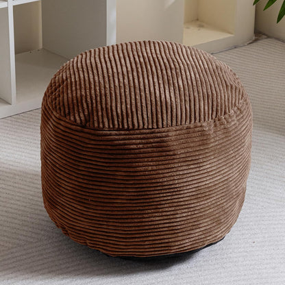 HIGOGOGO Round Stuffed Pouf Ottoman, Corduroy Poufs with Foam Chunk Filling, Furry and Fluffy Pouf Foot Stool Storage Ottoman, 20 X 15 Floor Poufs Foot Rest for Living Room, Dark Grey