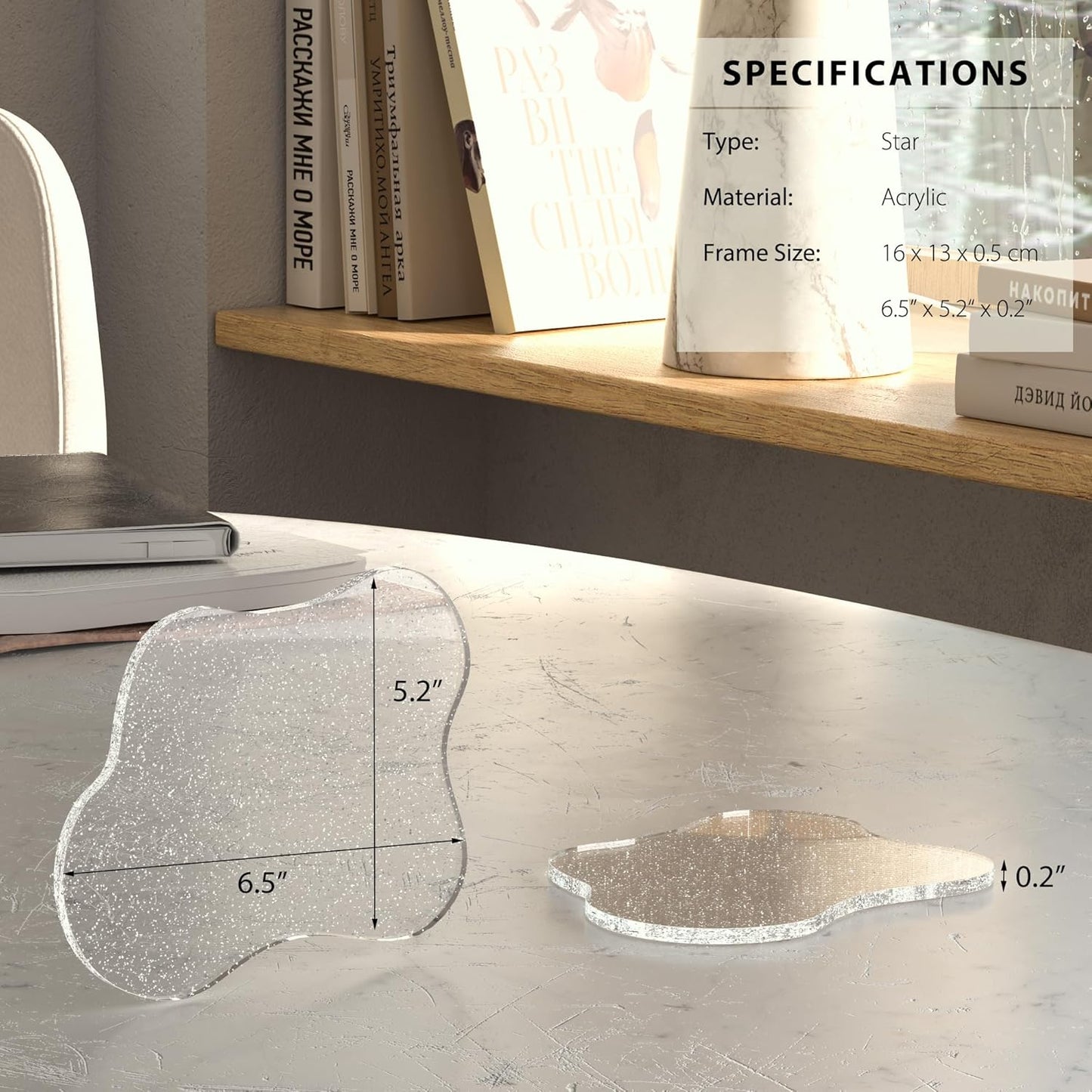 Acrylic Coaster Decorative Plates, Irregular Bar Drink Coaster, Clear Cloud Shape Coffee Cup Coaster, Perfect for Tabletop Protection and Accessories Display.(Gold)
