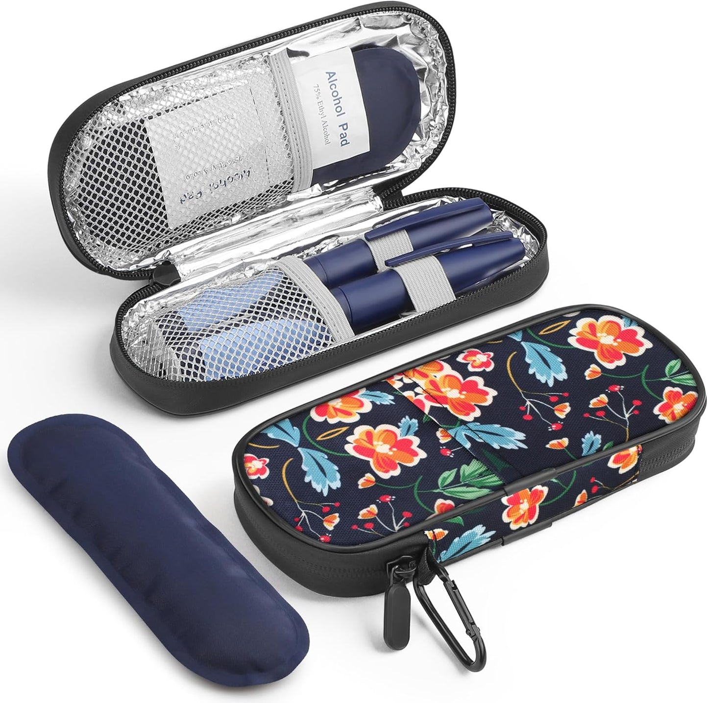 Gelozid Insulin Pen Cooler Travel Case Diabetic Medication Insulated Cool Organizer with 2 Reusable Ice Packs for Insulin Pen and Other Diabetic Supplies, for the Daily Life and Trip(Black)