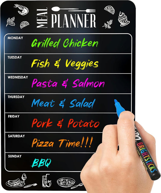 Dry Erase Magnetic Meal Planner for Refrigerator A4 (8.5x12 inch) - Magnet Weekly Menu Board for Fridge - Magnetic Menu White Board - Fridge Meal Planner Magnet - Dinner Meal Planner Dry Erase Board
