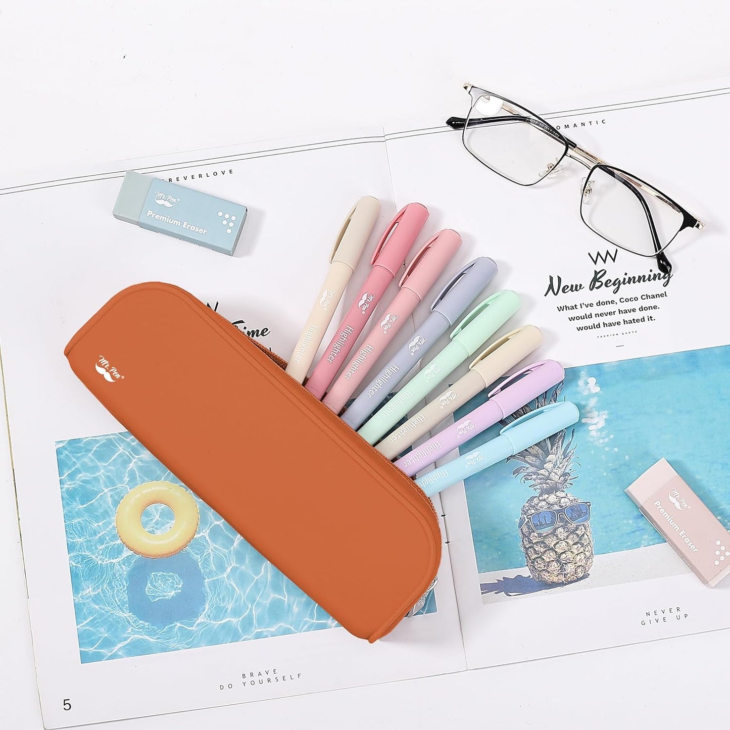 Mr. Pen- Silicone Pencil Case, Aesthetic Pencil Bag for Women, Makeup Pouch, Multifunctional Pouch for Stationery, Cosmetics and Electrical Goods Storage