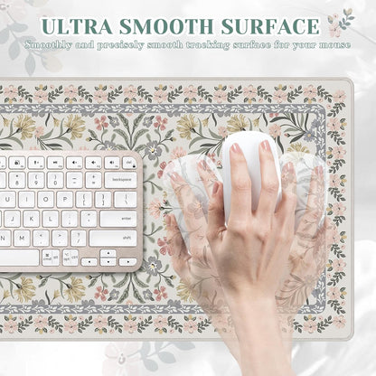 iCasso Desk Mat for Keyboard and Mouse, Large Mouse Pad, Desk Pad Mat, Anti-Slip Big Mousepad with Stitched Edges for Computer Desktop(Deep Green)