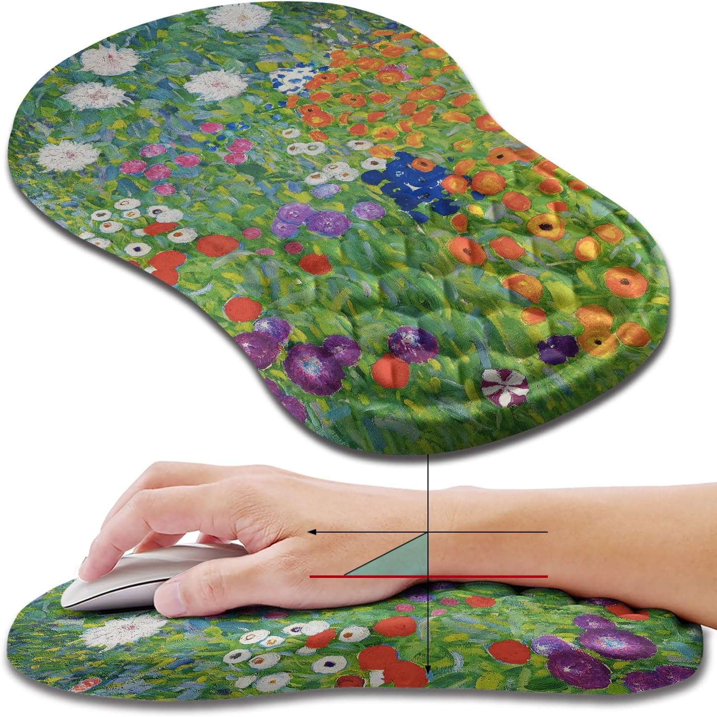 Hokafenle Ergonomic Mouse Pad Wrist Support, Wrist Rest Mousepad for Carpal Tunnel Pain Relief with Integrated Memory Foam Slope Massage Bulge (11.8x7.9 inch,Topographic Contour)