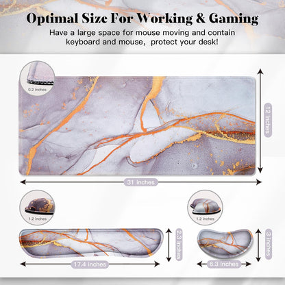 Gimars Upgrade Enlarge Silky and Superfine Fabric Gel Memory Foam Keyboard Wrist Rest Set, Ergonomic Keyboard Mouse Wrist Support for Typing Pain Relief, Comfort for Office, Gaming, Computer, Black