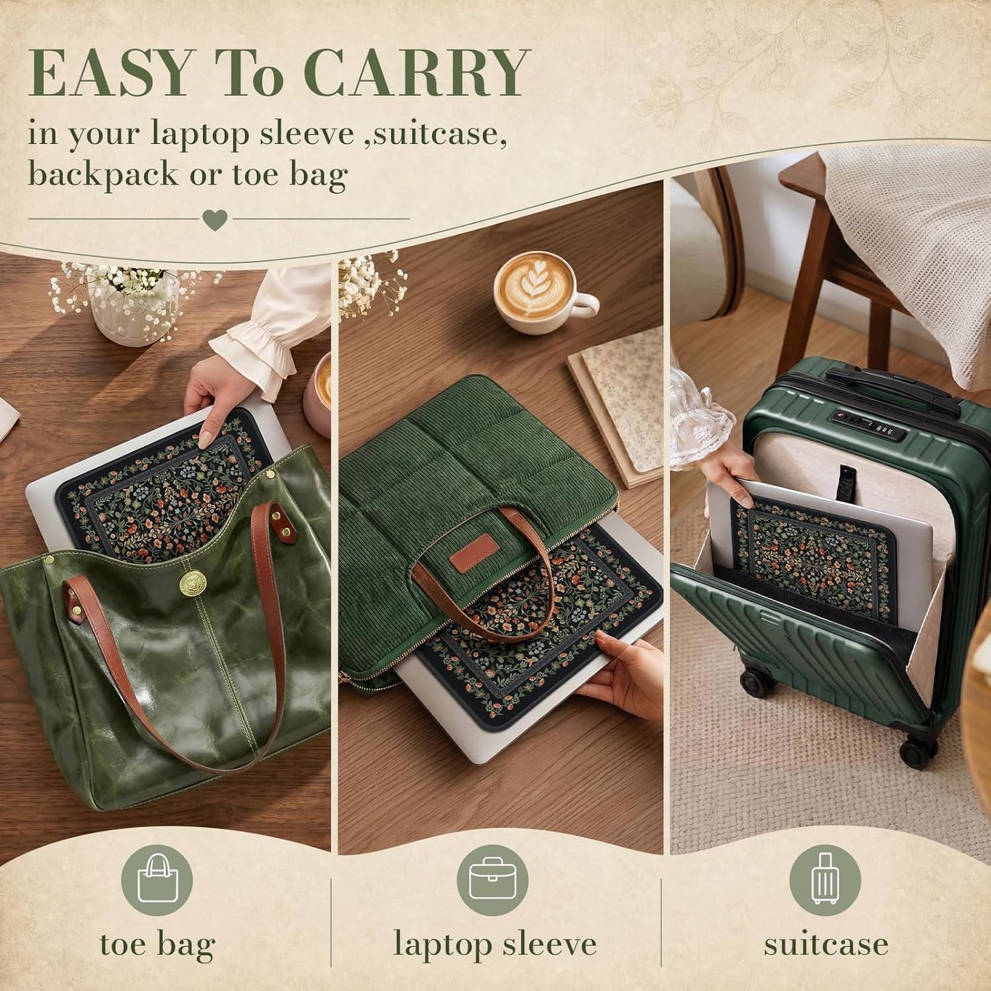 iCasso Desk Mat for Keyboard and Mouse, Large Mouse Pad, Desk Pad Mat, Anti-Slip Big Mousepad with Stitched Edges for Computer Desktop(Deep Green)