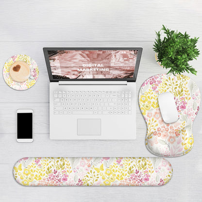 Ergonomic Mouse Pad with Wrist Rest and Keyboard Wrist Rest, Gel Mousepad and Wrist Rest for Computer Keyboard, Pain Relief, Non-Slip PU Base, Mouse Pad with Wrist Support for Gaming, Office, Brown
